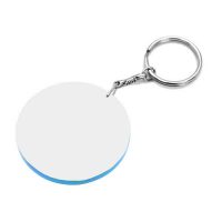 Ronde plastic sleutelhanger Ø 60 mm wit met gekleurde rand